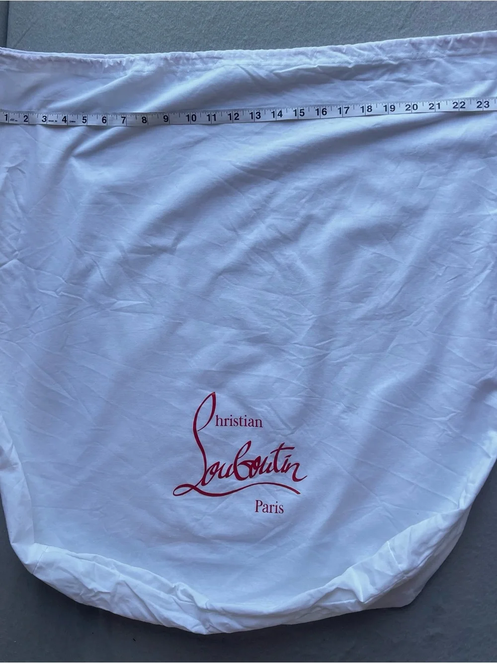 Christian Louboutin Dust Bag White Red Logo Drawstring Shoe Storage Bag Large